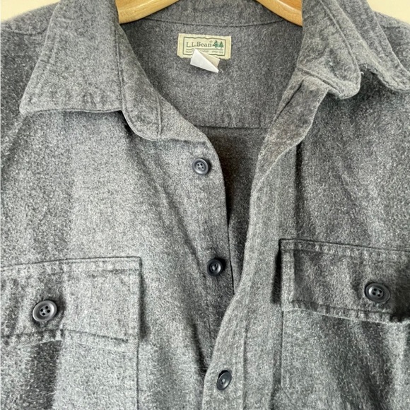 LL BEAN Men's XXL-TALL Gray Heavy Button Cotton Shirt Traditional Fit 0MT04 EUC - Picture 12 of 12